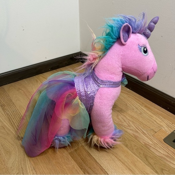 Build a Bear Rainbow Unicorn Plush W/ Sparkle Tulle Dress Stuffed Animal Purple - Picture 5 of 10